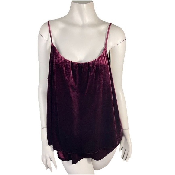 Tiered Velour Swing Top NEW! Black Size Large Velour Camisole Spaghetti Straps - Picture 8 of 12